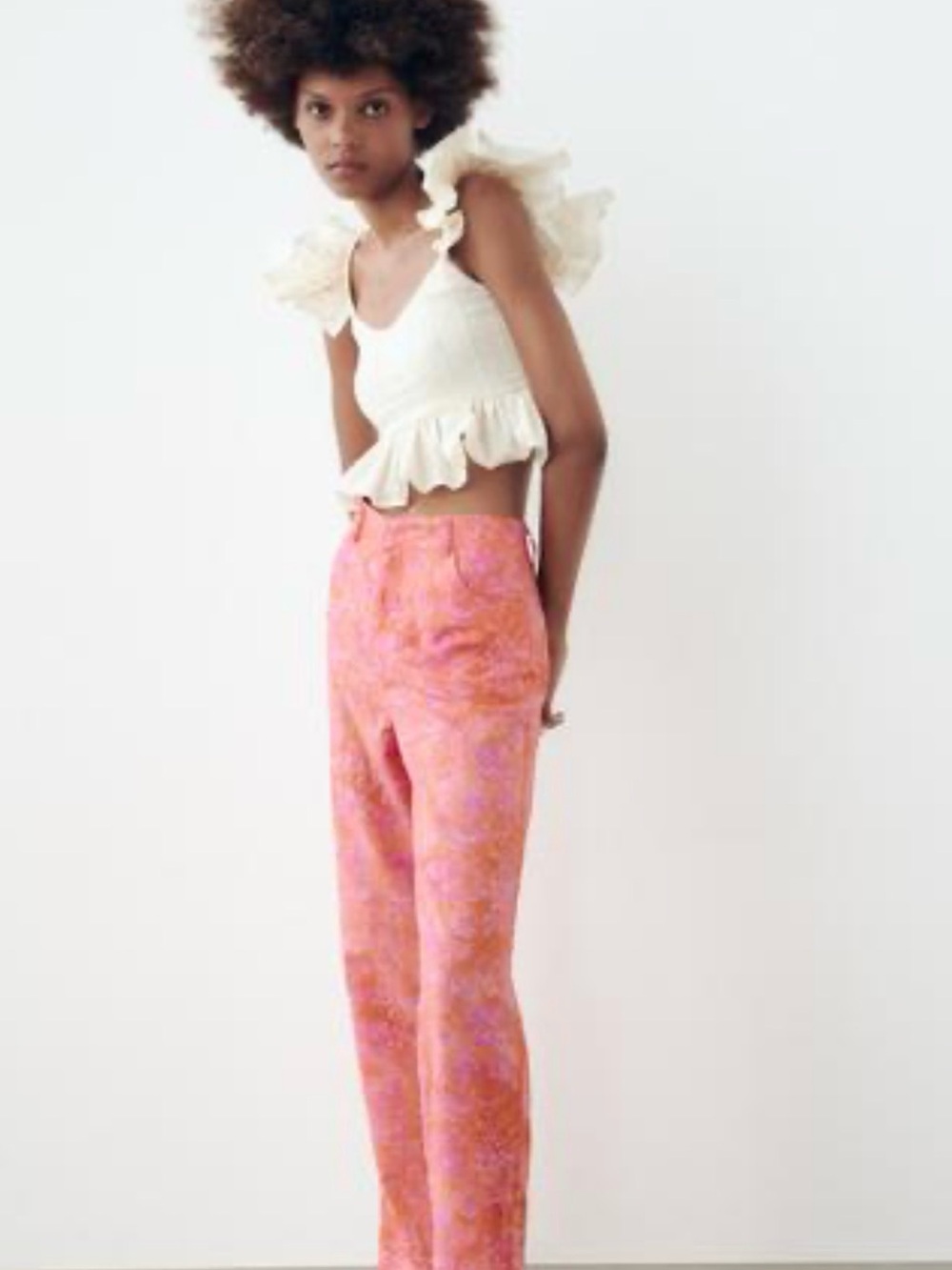 Zara textured crop top in oyster white